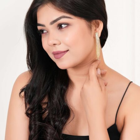 Women's Rose Gold Color Long Danglers Earrings for Women Party Wear